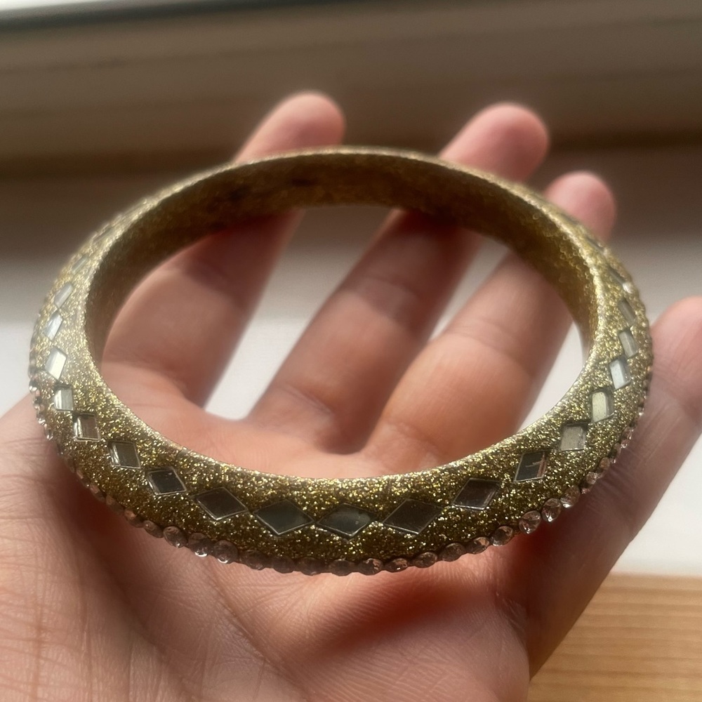 Vintage mirror mirrored Indian bangle rhinestone